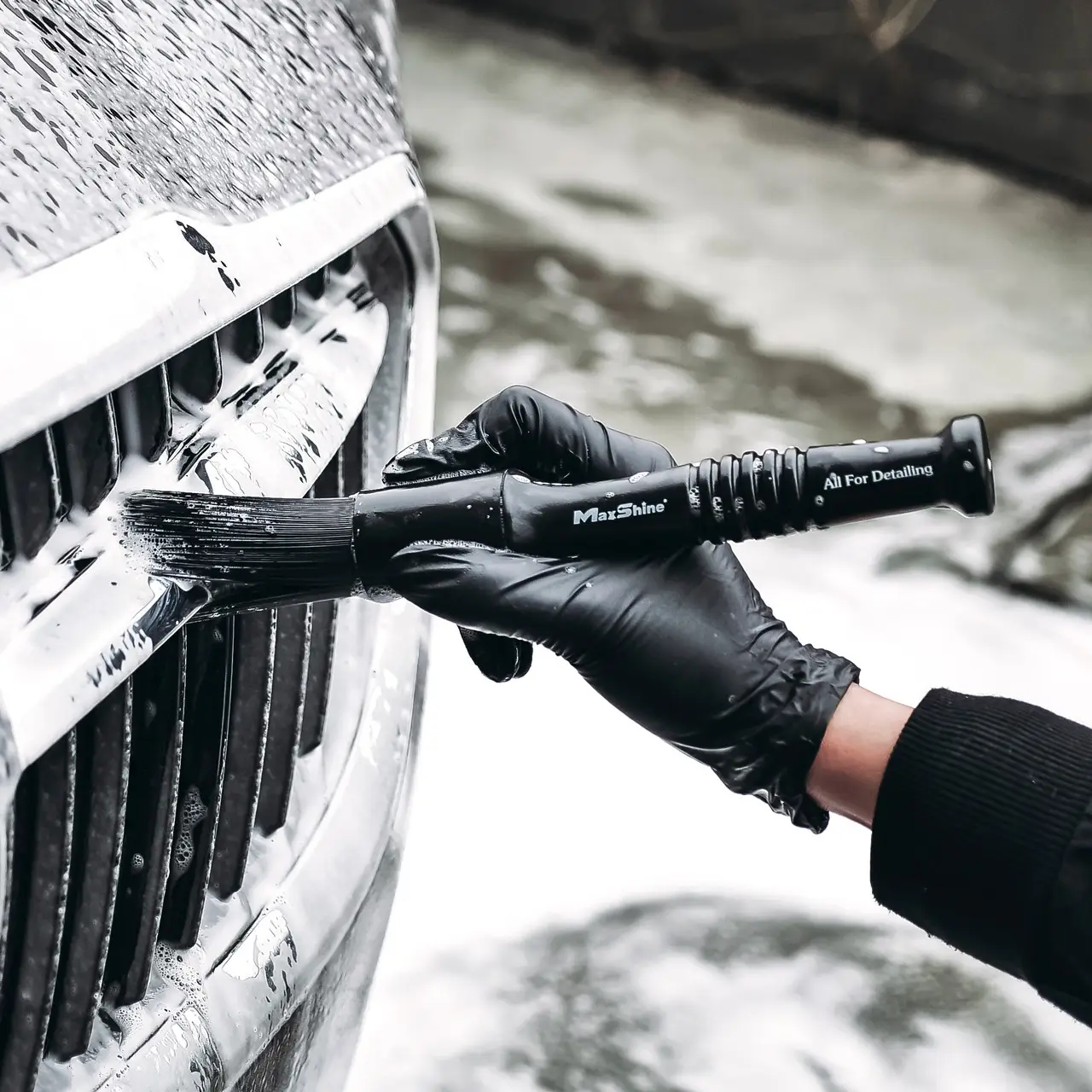 Пензель для екстер'єру з жорстким ворсом MaxShine Premium Exterior Detailing Brush Hard Hair_1
