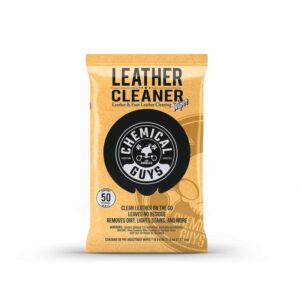 Серветки для догляду за шкірою Chemical Guys Leather Cleaner Car Cleaning Wipes for Leather, Vinyl, and Faux Leather 50шт (PMW_SPI208_50)