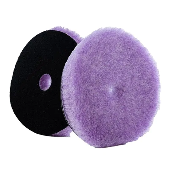 Полірувальний круг з отвором гібридна шерсть Lake Country Purple Foamed Wool Buffing & Polishing 150мм