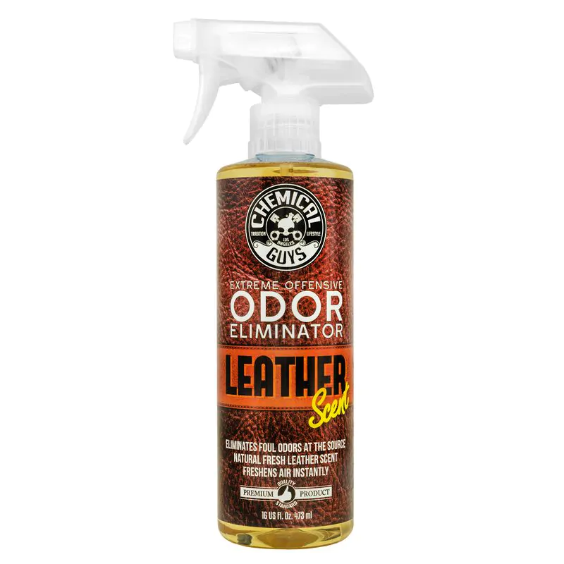 Нейтралізатор запахів з ароматом шкіри преміум класу Chemical Guys Extreme Offensive Odor Eliminator & Air Freshener Leather Scent 473мл (SPI221_16)