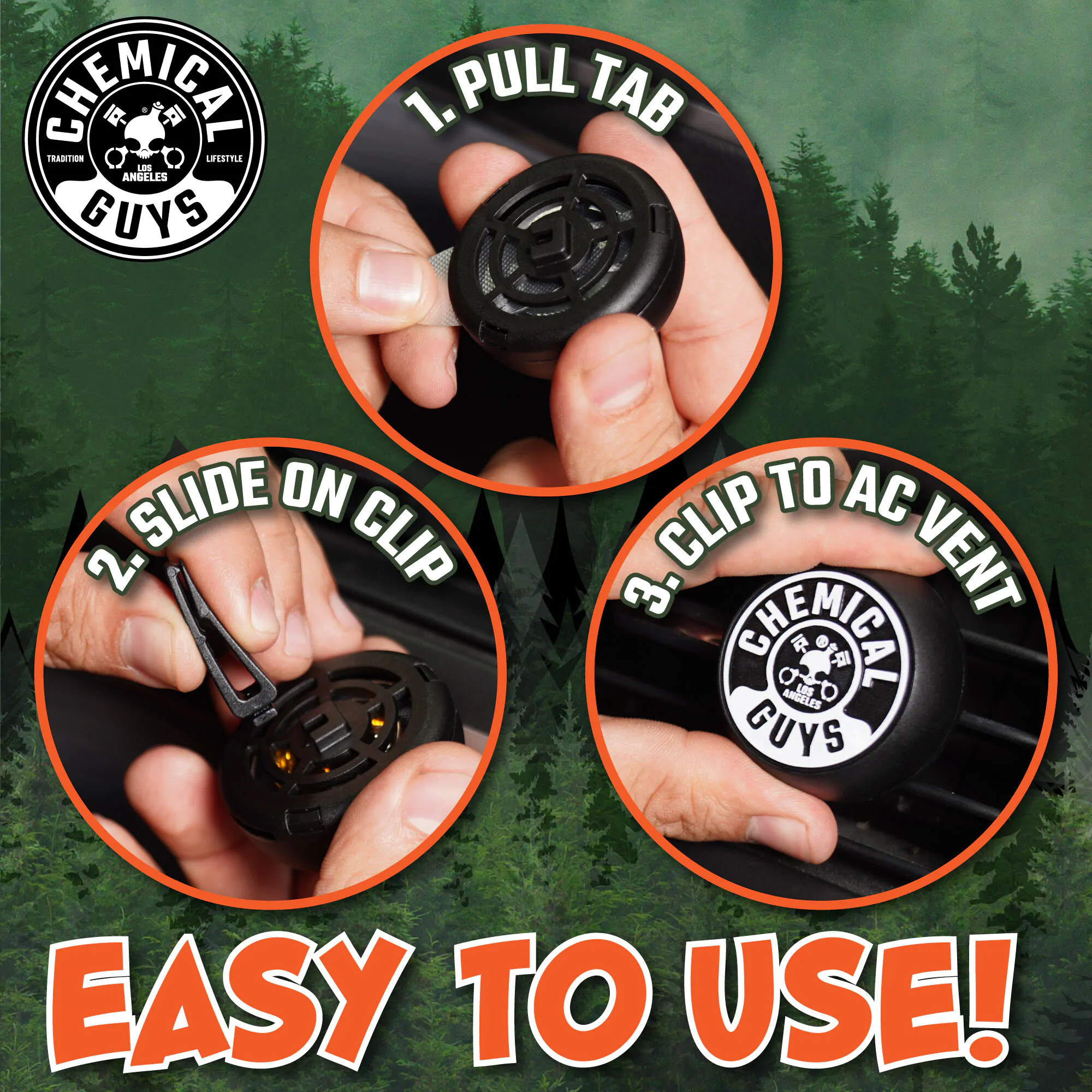 Ароматизатор на решітку кондиціонера Chemical Guys Happy Trail Outdoorsy Pine Scent Vent Clip Air Freshener (AIR403)