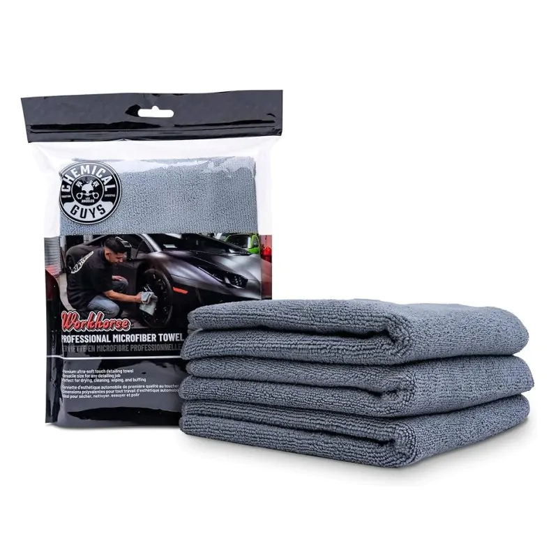 Набір мікрофібрових рушників робоча конячка Chemical Guys Workhorse Professional Grade Microfiber Towel Grey 40x40cm, 3шт (MIC352_03)