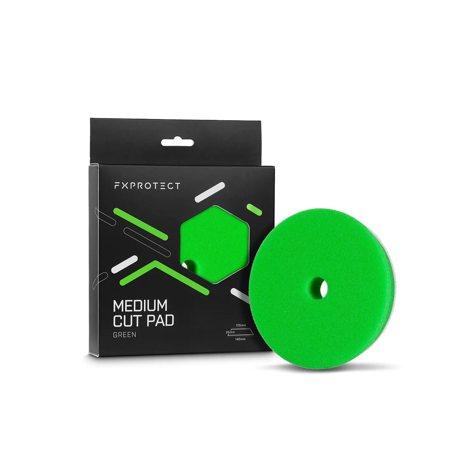 Полірувальний круг середньої жорсткості FX PROTECT Medium Cut Pad Green 125/140 (FX-009)