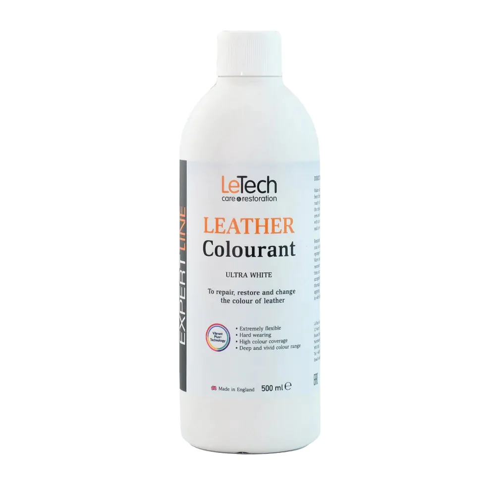 Фарба поліуретанова на водній основі для шкіри LeTech Leather Colourant Expert Line Ultra White 500мл