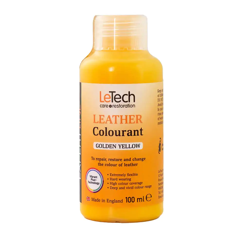 Фарба поліуретанова на водній основі для шкіри LeTech Leather Colourant Expert Line Golden Yellow 200мл