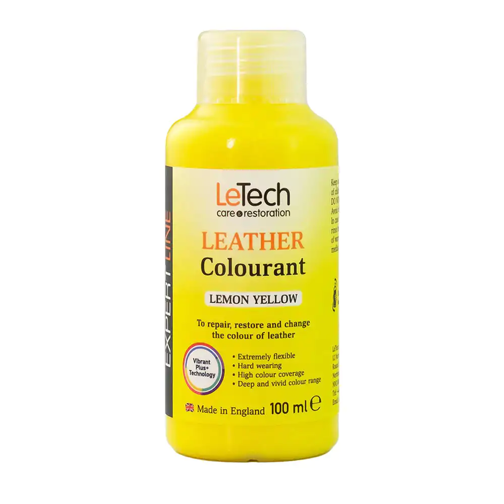 Фарба поліуретанова на водній основі для шкіри LeTech Leather Colourant Expert Line Lemon Yellow 200мл