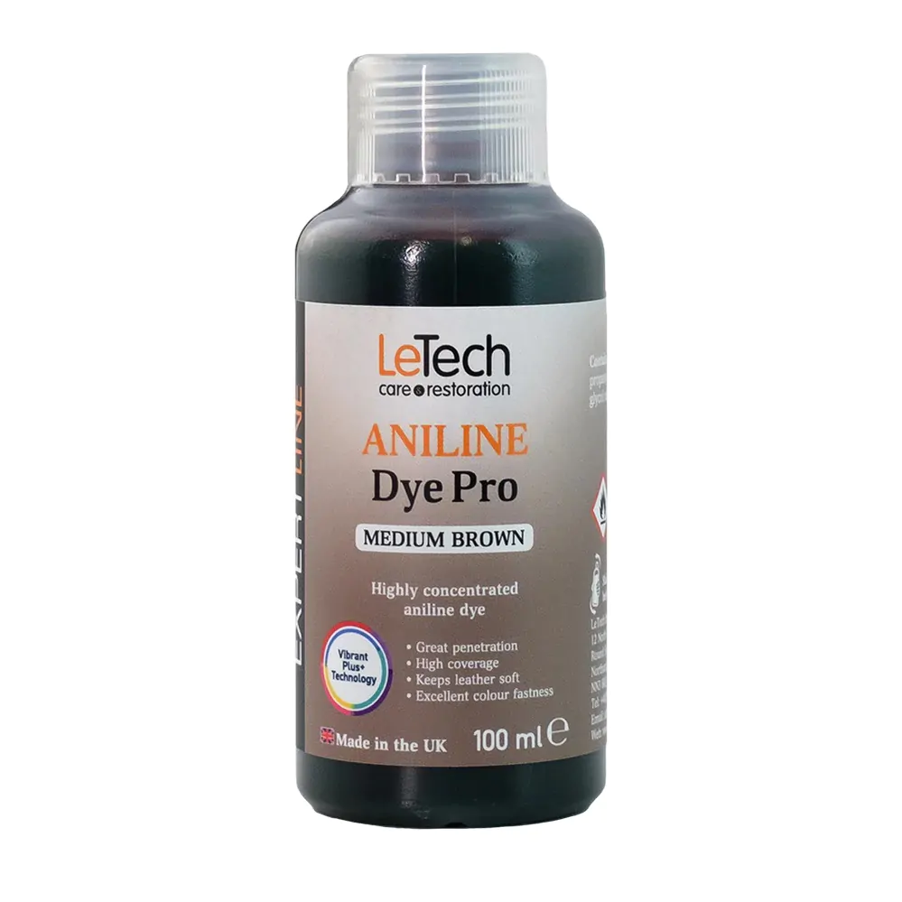 Фарба анілінова для шкіри LeTech Aniline Dye Pro Expert Medium Brown 100мл