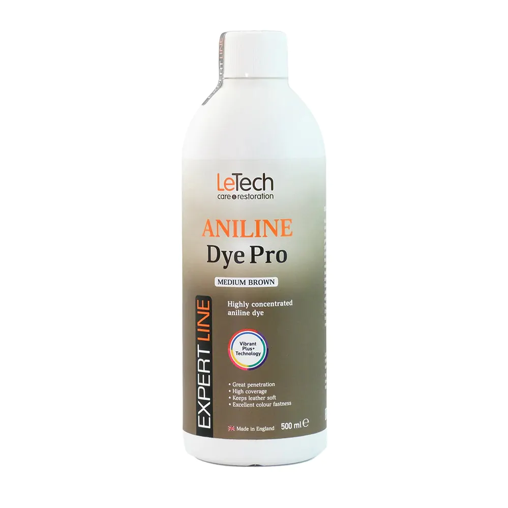 Фарба анілінова для шкіри LeTech Aniline Dye Pro Expert Medium Brown 500мл
