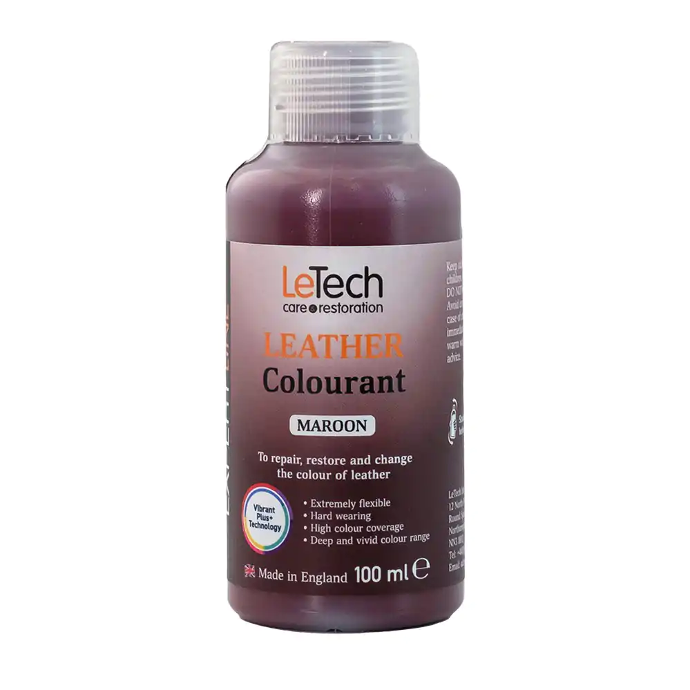 Фарба поліуретанова на водній основі для шкіри LeTech Leather Colourant Expert Line Maroon 200мл