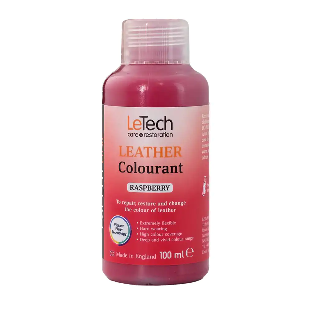 Фарба поліуретанова на водній основі для шкіри LeTech Leather Colourant Expert Line Raspberry 200мл