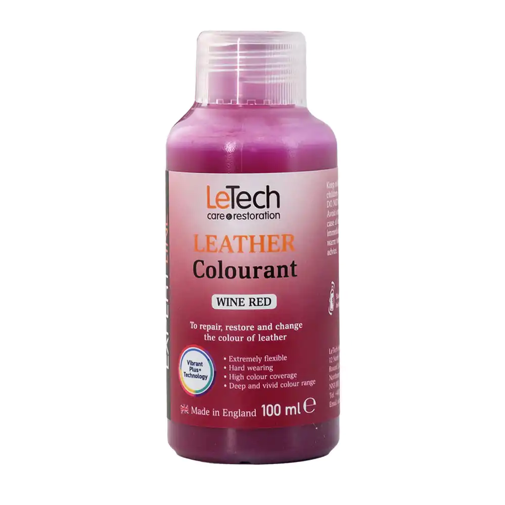Фарба поліуретанова на водній основі для шкіри LeTech Leather Colourant Expert Line Wine Red 200мл