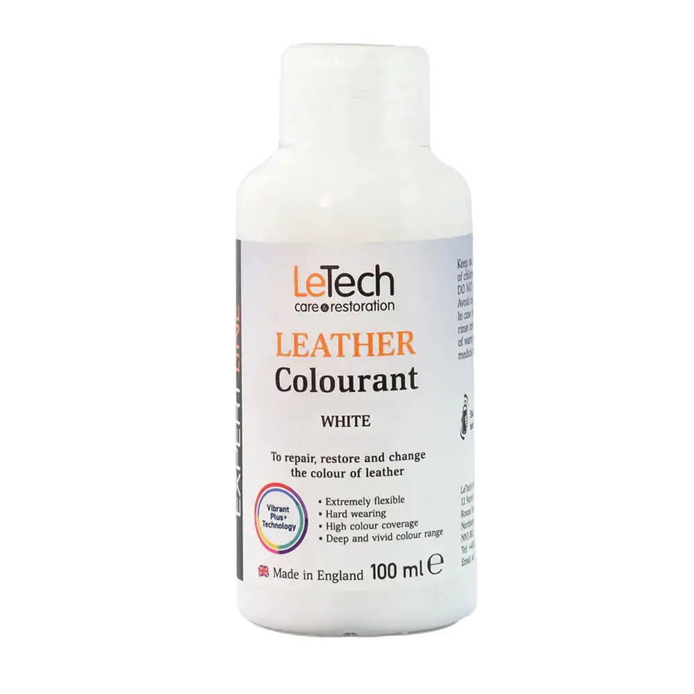 Фарба поліуретанова на водній основі для шкіри LeTech Leather Colourant Expert Line White 200мл