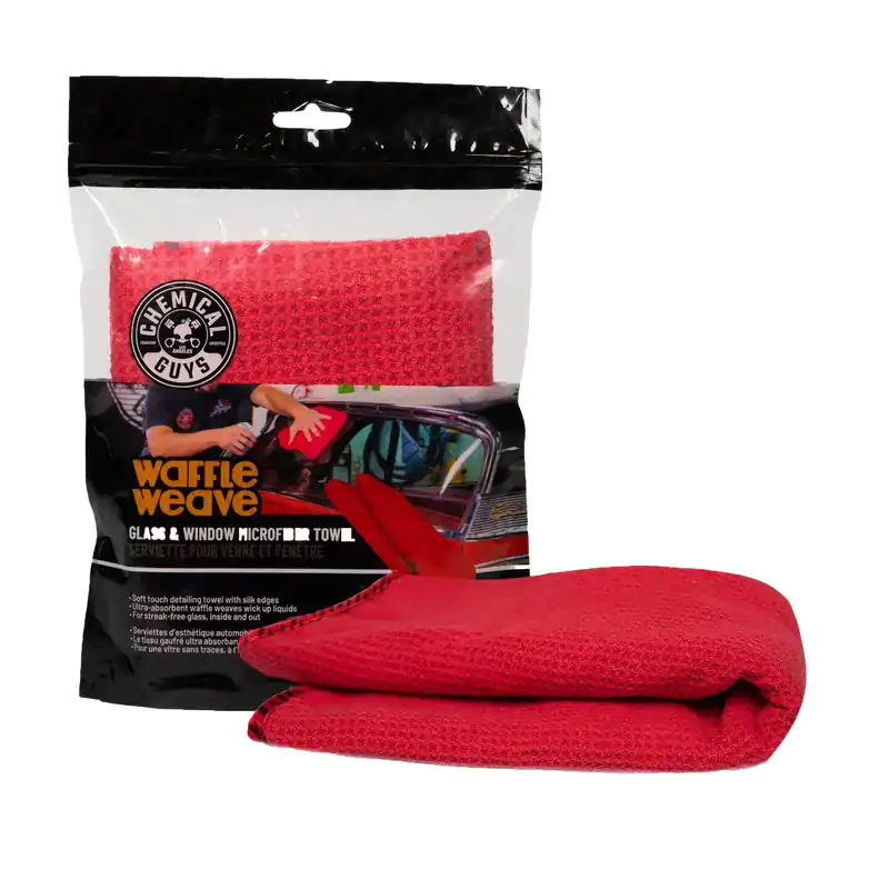 Вафельний рушник для очистки скла Chemical Guys Waffle Weave Glass and Window Microfiber Towel Red 60x40 см (MIC707)