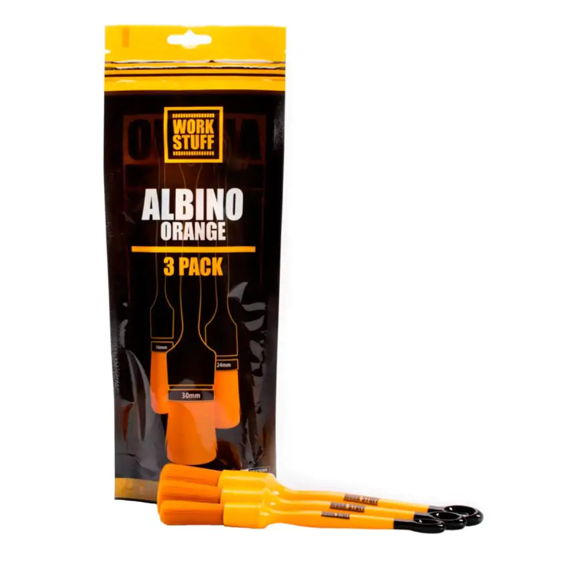 Набір хімостійких м’яких пензлів Work Stuff Detailing Brush Albino Orange 3 Pack (WS103)
