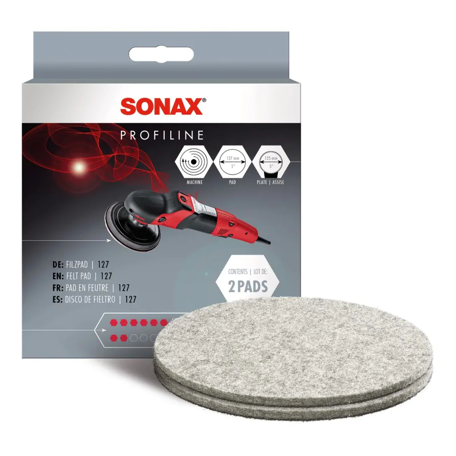 Полірувальний круг для скла, повстяний SONAX Filzpad Білий, 2шт, 127мм (493300)